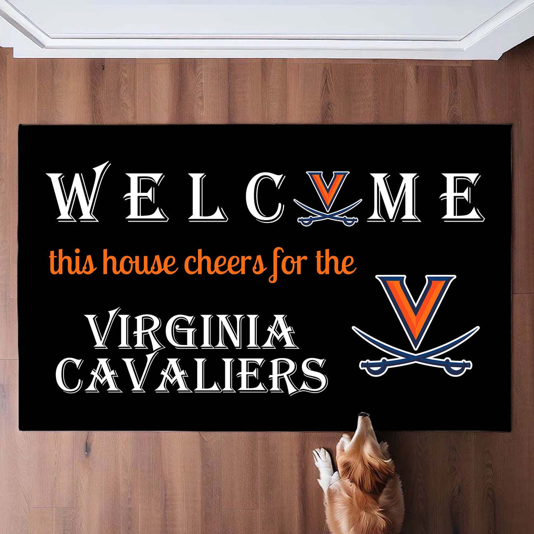 Welcome This House Cheers for The Virginia Cavaliers Doormat for Fans