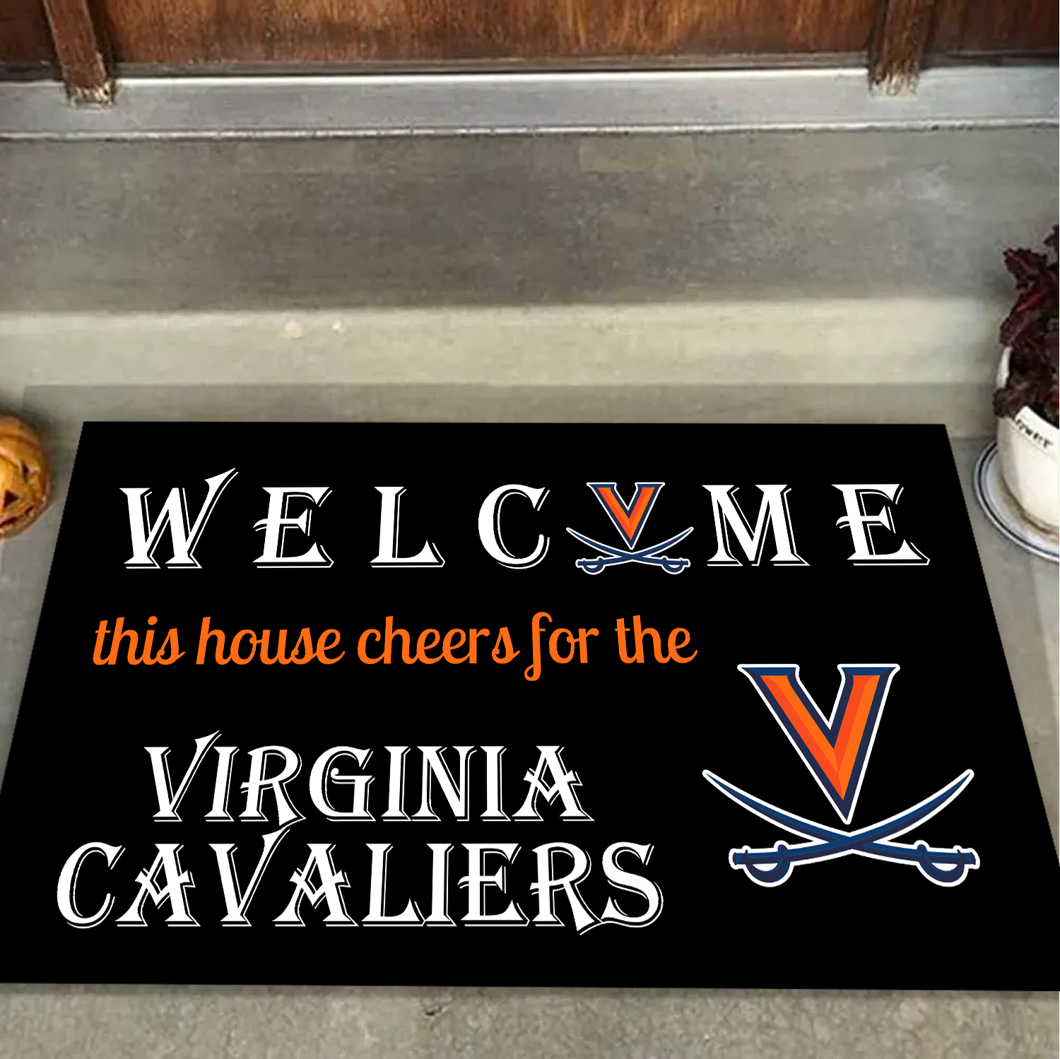 Welcome This House Cheers for The Virginia Cavaliers Doormat for Fans