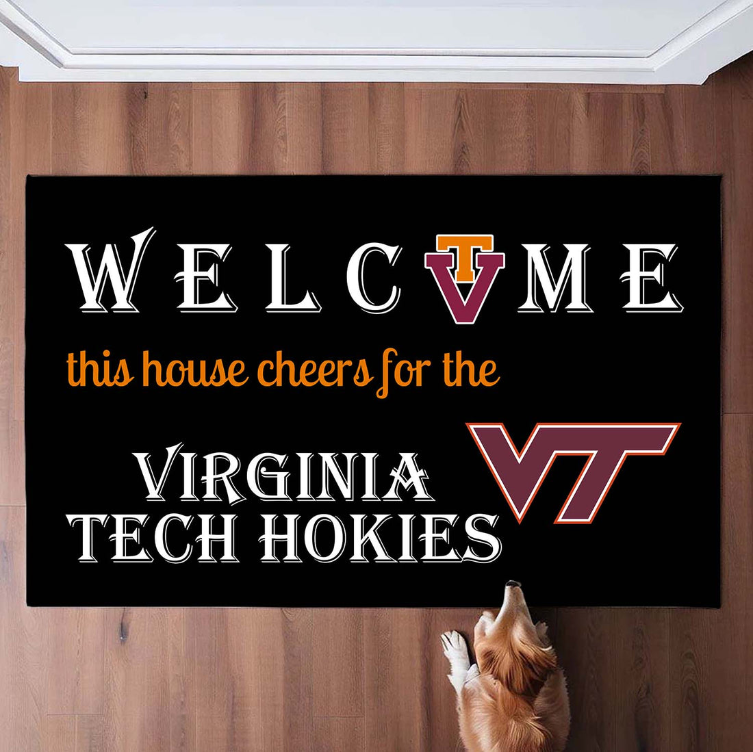 Welcome This House Cheers for The Virginia Tech Hokies Doormat for Fans