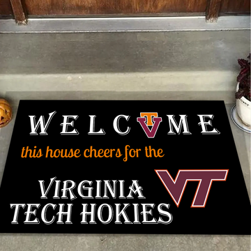 Welcome This House Cheers for The Virginia Tech Hokies Doormat for Fans