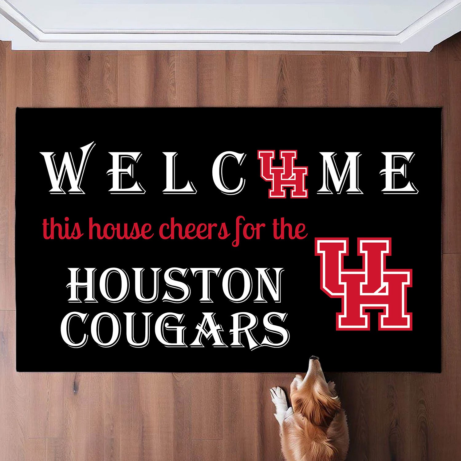 Welcome This House Cheers for The Houston Cougars Doormat for Fans