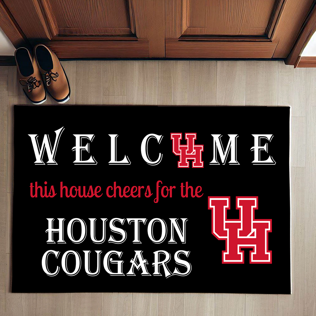 Welcome This House Cheers for The Houston Cougars Doormat for Fans