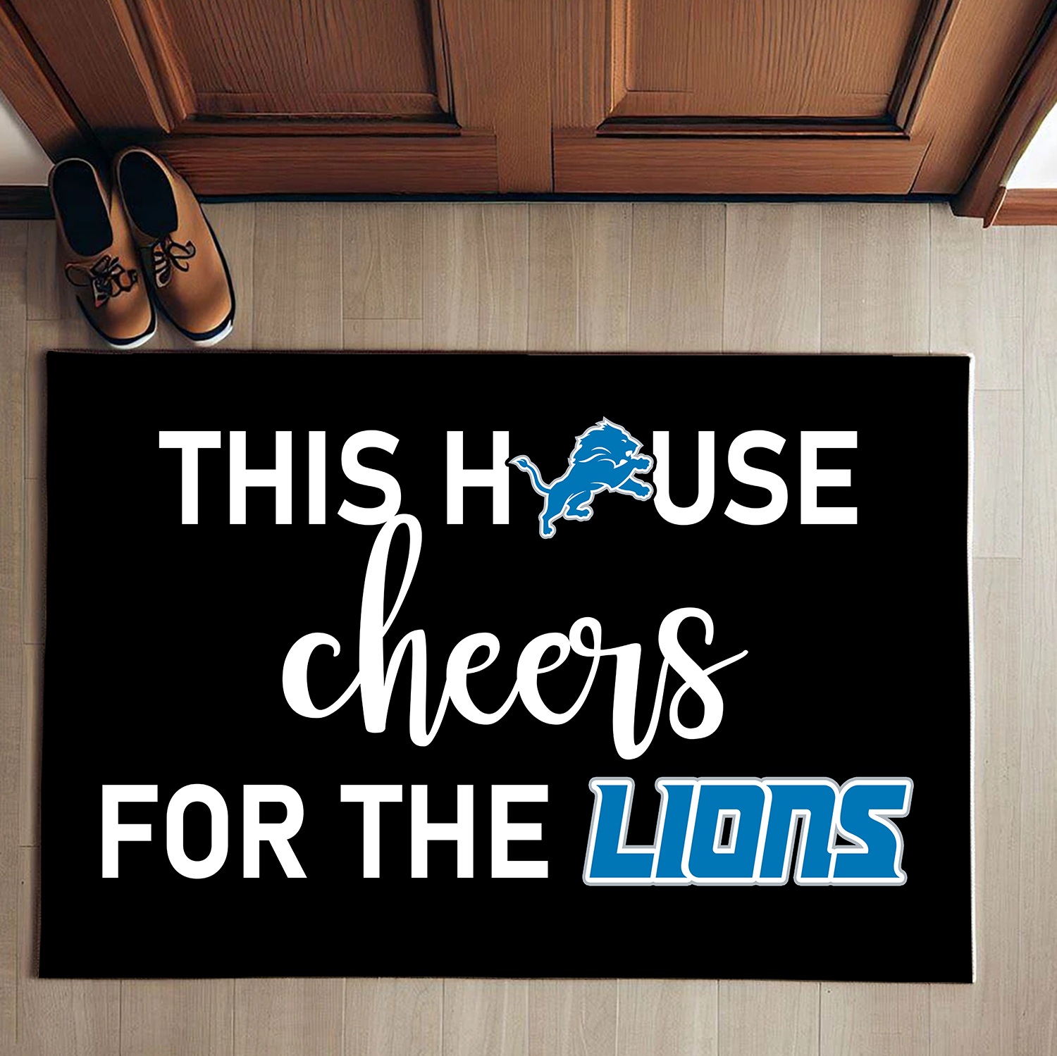 This House Cheers For The Detroit Lions Doormat for Fans