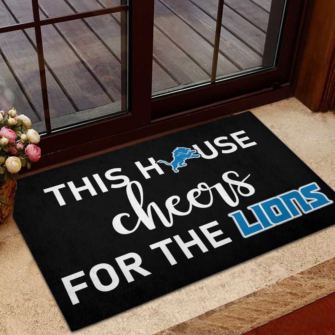 This House Cheers For The Detroit Lions Doormat for Fans