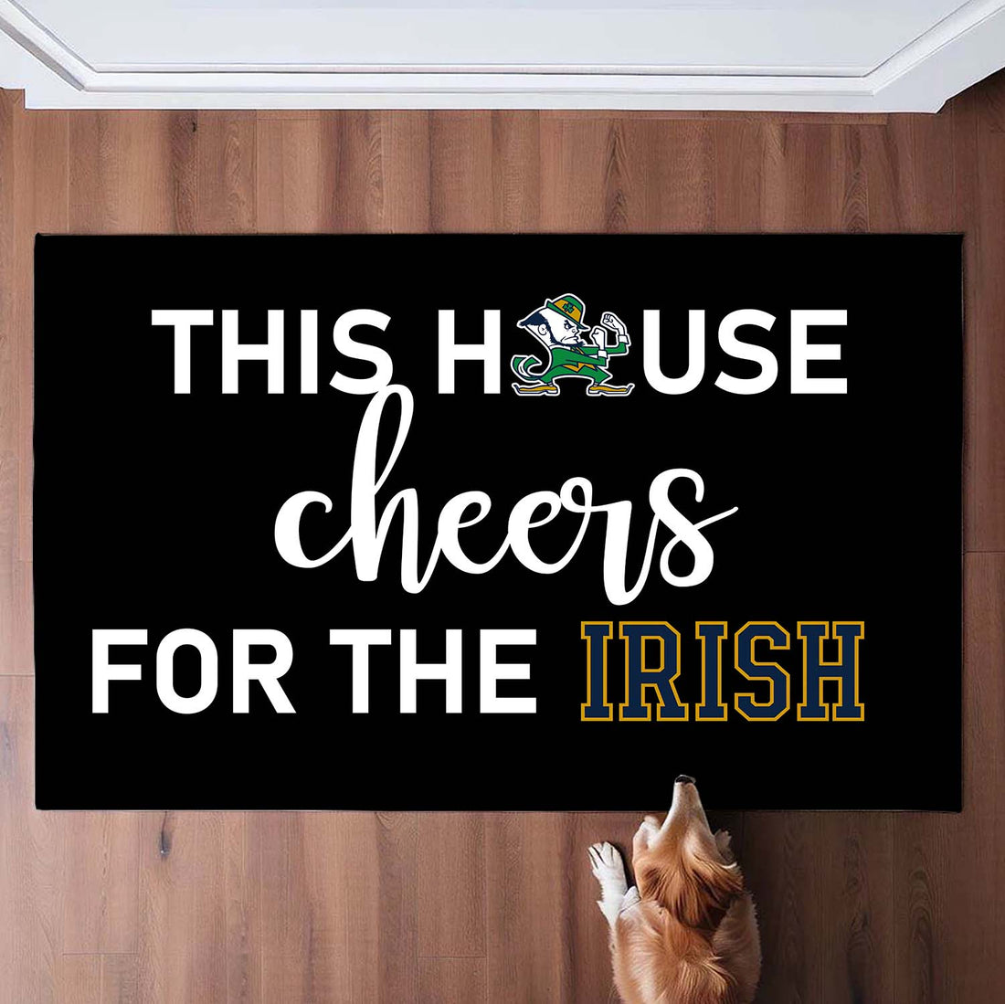 This House Cheers For The Notre Dame Fighting Irish Doormat for Fans