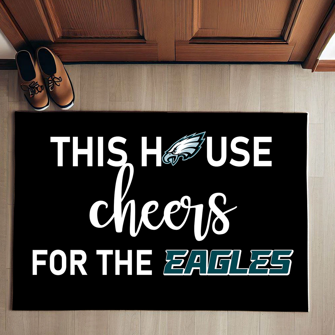 This House Cheers For The Philadelphia Eagles Doormat For Fans