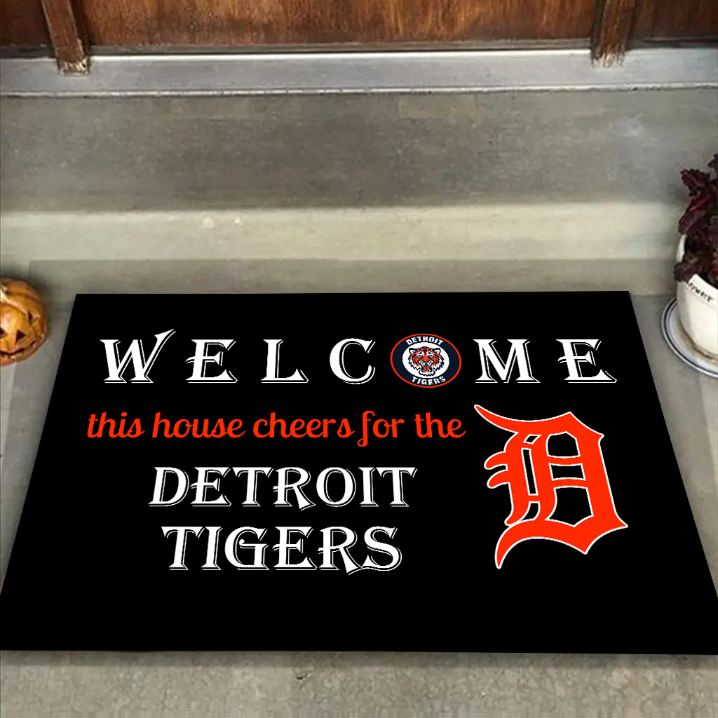 Welcome This House Cheers for The Detroit Tigers Doormat for Fans