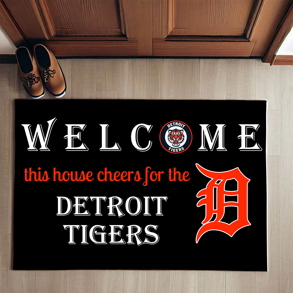 Welcome This House Cheers for The Detroit Tigers Doormat for Fans