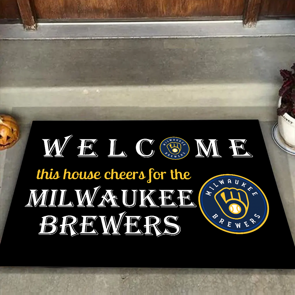 Welcome This House Cheers for The Milwaukee Brewers Doormat for Fans