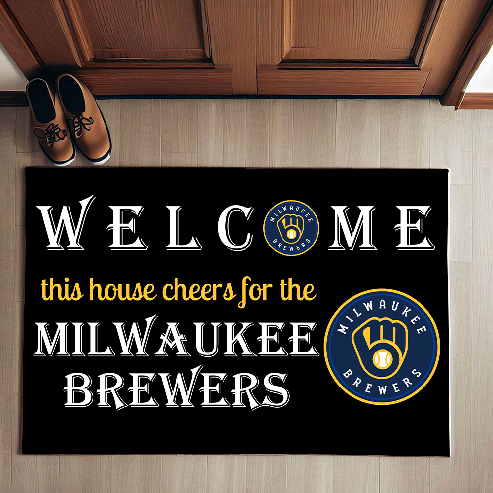 Welcome This House Cheers for The Milwaukee Brewers Doormat for Fans