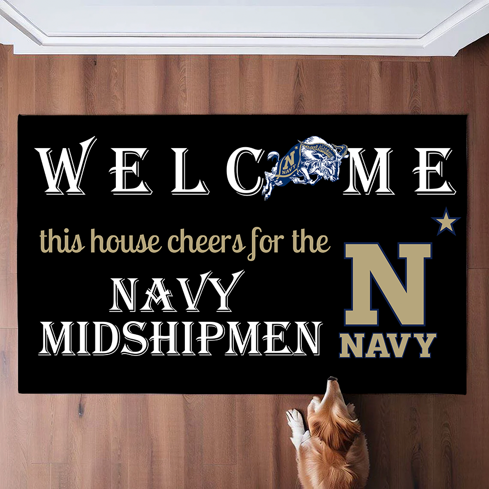 Welcome This House Cheers for The Navy Midshipmen Doormat for Fans