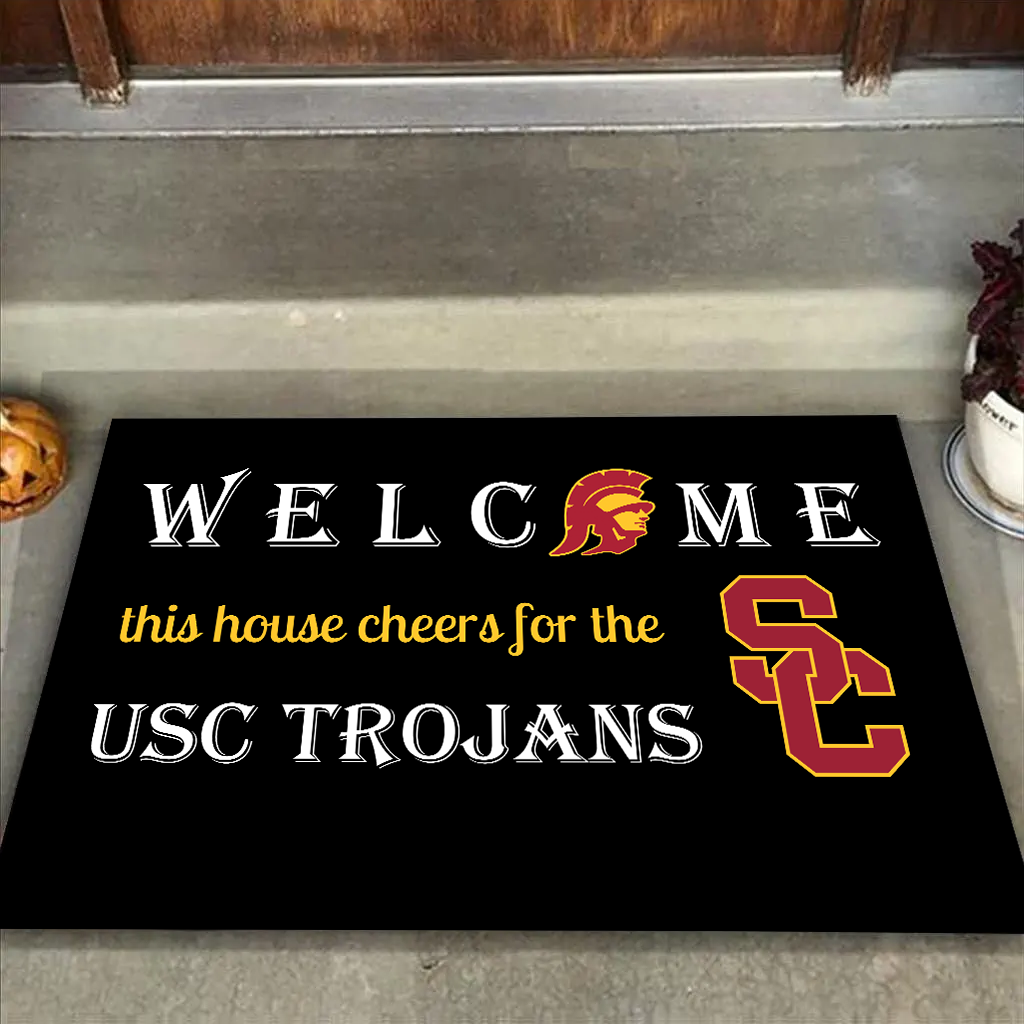 Welcome This House Cheers for The USC Trojans Doormat for Fans