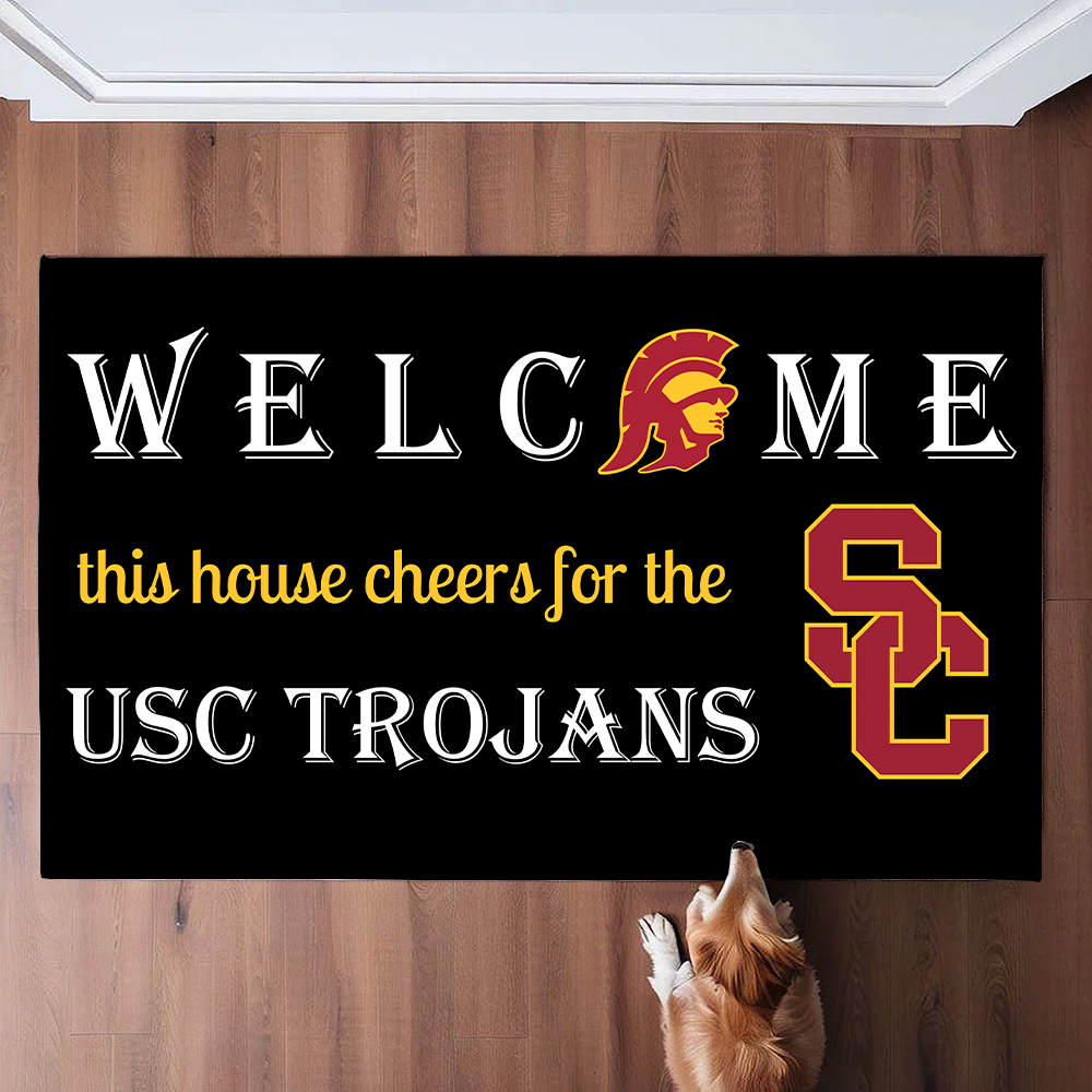 Welcome This House Cheers for The USC Trojans Doormat for Fans