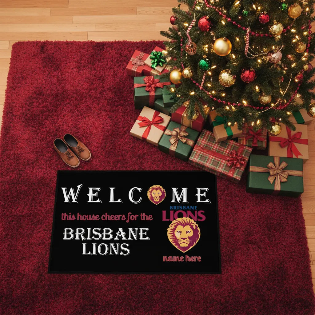 Customized Welcome This House Cheers For The Brisbane Lions Mat For Fans