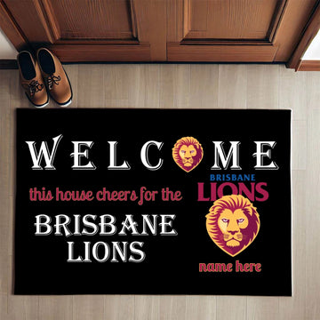 Customized Welcome This House Cheers For The Brisbane Lions Mat For Fans