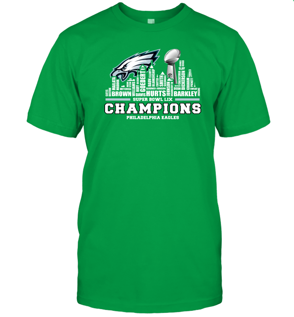 Philadelphia Eagles Super Bowl LIX Champions T-Shirt for Fans Green Tee