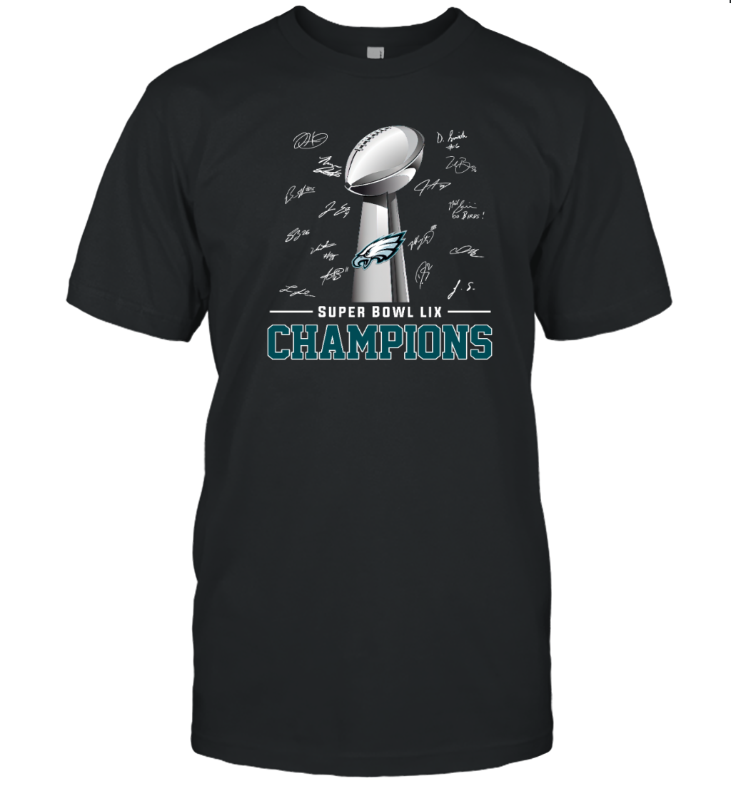 Philadelphia Eagles Signature Super Bowl LIX Champions T-Shirt for Fans