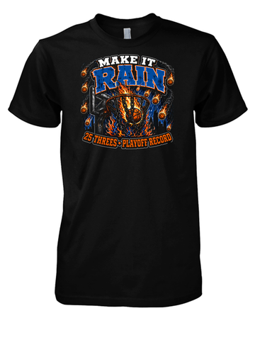 Make It Rain New York Basketball Fan T-Shirt - NYC Hoops Culture Tee - Big Apple Basketball Shirt