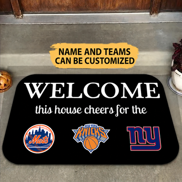 Customized Welcome This House Cheers For The + Your Teams - Mat For Fans