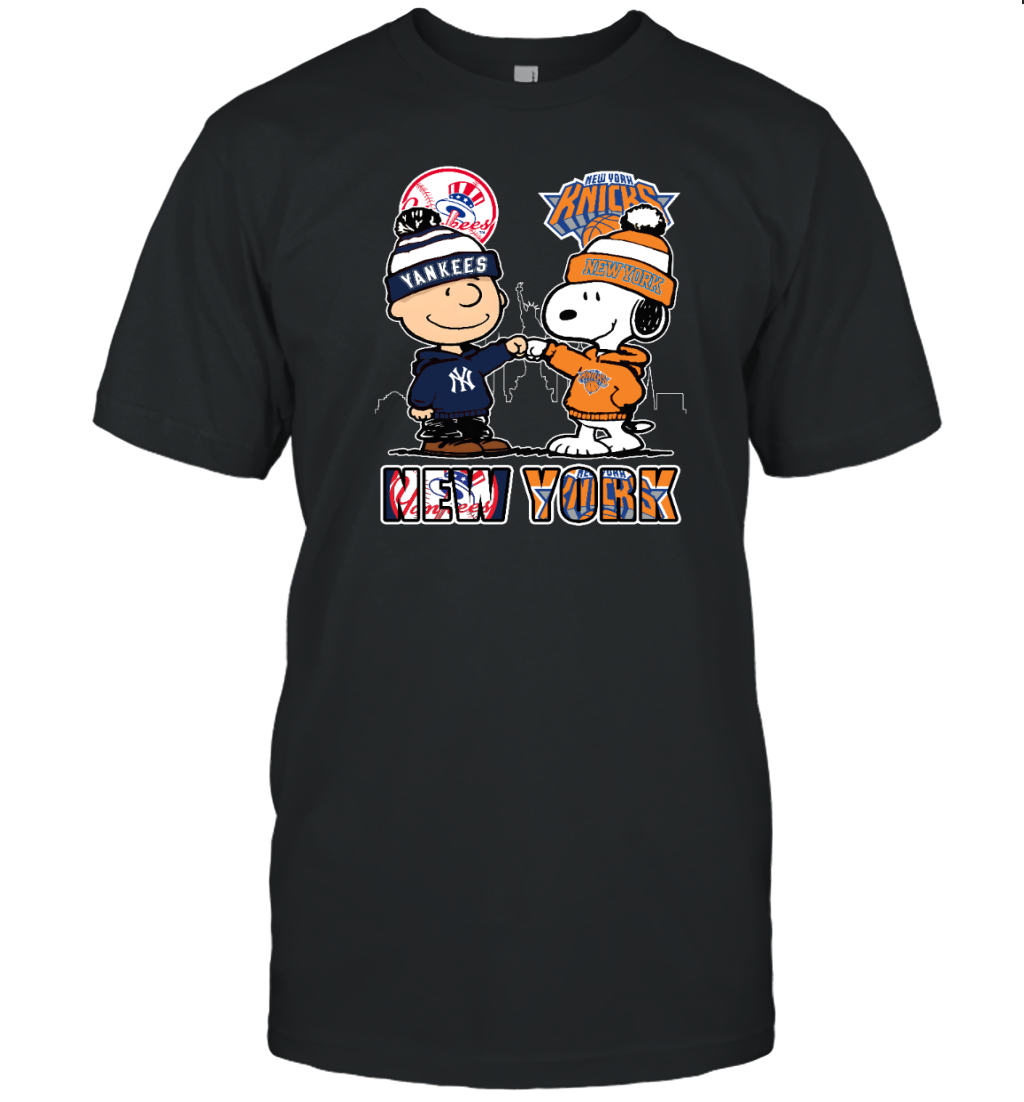 New York Yankees x Knicks Snoopy Shirt – NYC Baseball & Basketball Fan Tee