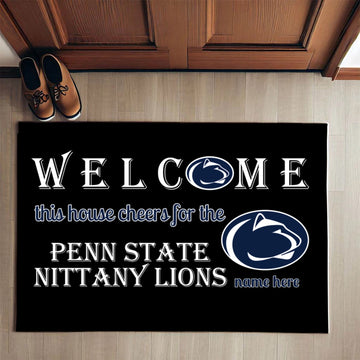 Customized Welcome This House Cheers For The Nittany Lions Mat for Penn State Fans