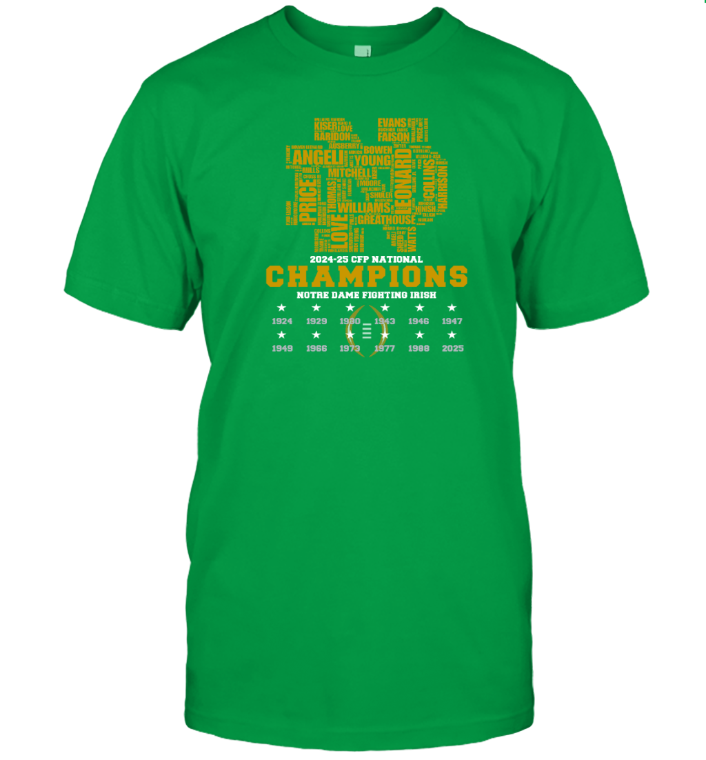 Notre Dame Fighting Irish 2024-25 CFP National Champions T-Shirt for Fans