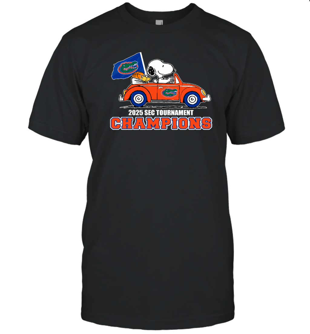 Florida Gators Snoopy 2025 SEC Tournament Champions T-Shirt for Gators Fans