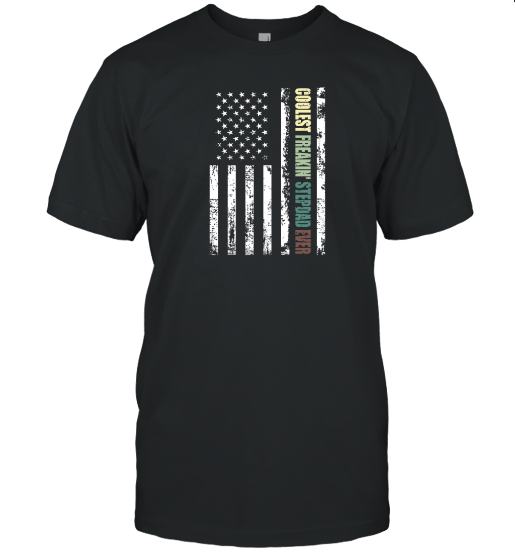 Coolest Freakin Stepdad Ever American Flag Shirt